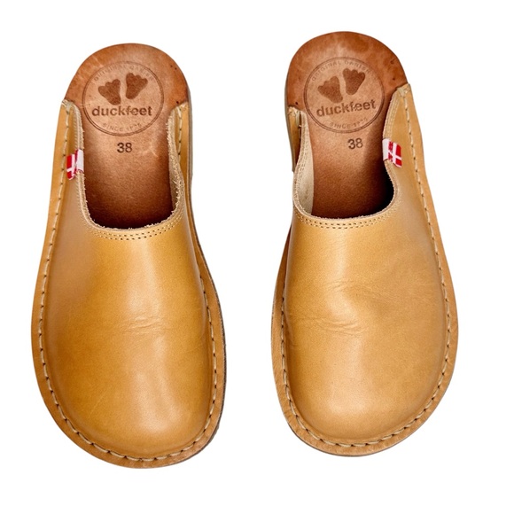Duckfeet Blavand Leather Clogs Tan Brown Mules SZ 38 - Picture 12 of 12
